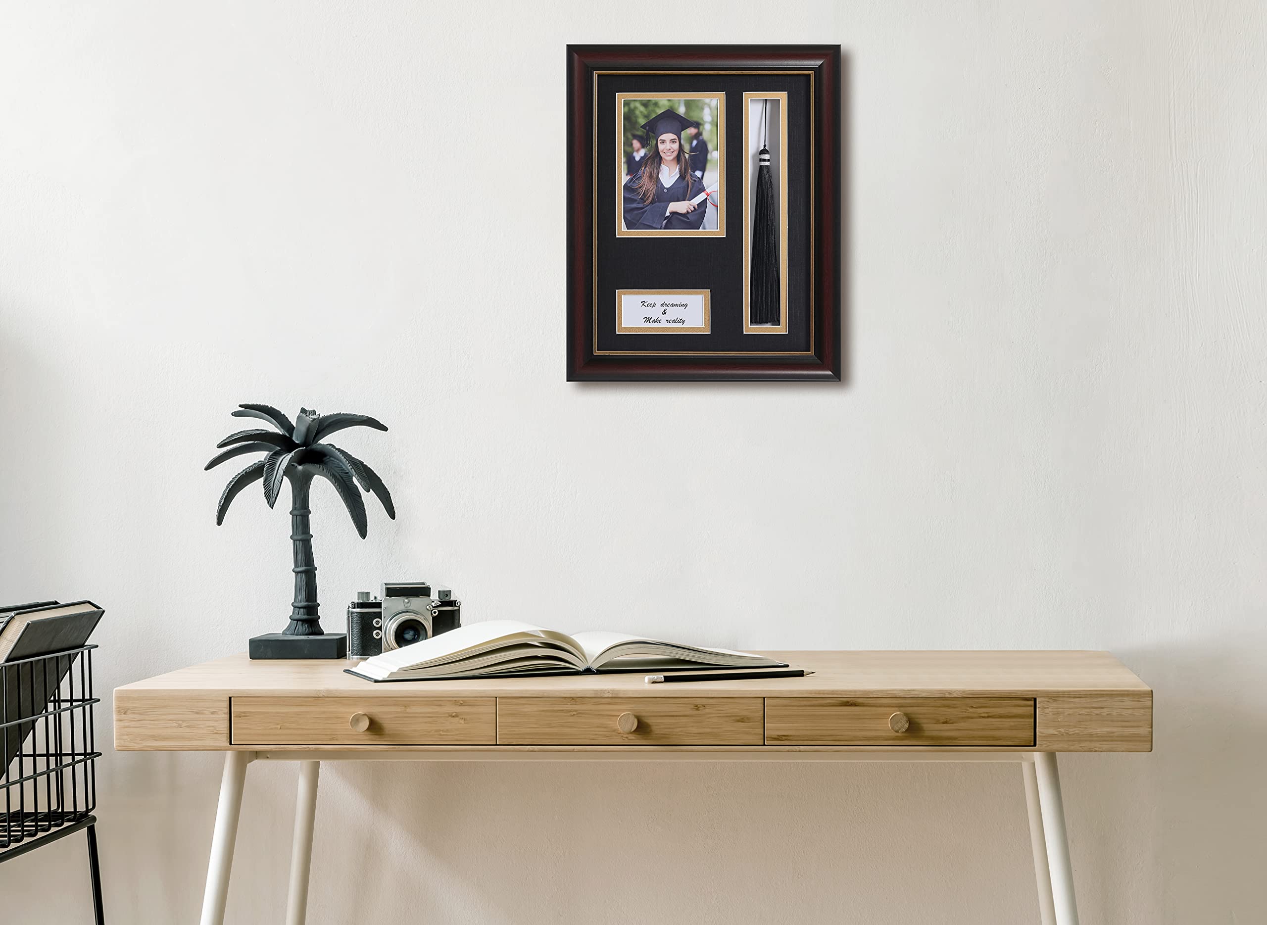 ELSKER&HOME 8.5 x 11 Graduation Frame with Tassel Holder for 4x6 Photo| 8.5x11 Shadow Box Picture Frame, Graduation Mahogany Fra